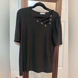 89th + Madison Black blouse with cut-out detail and silver accents